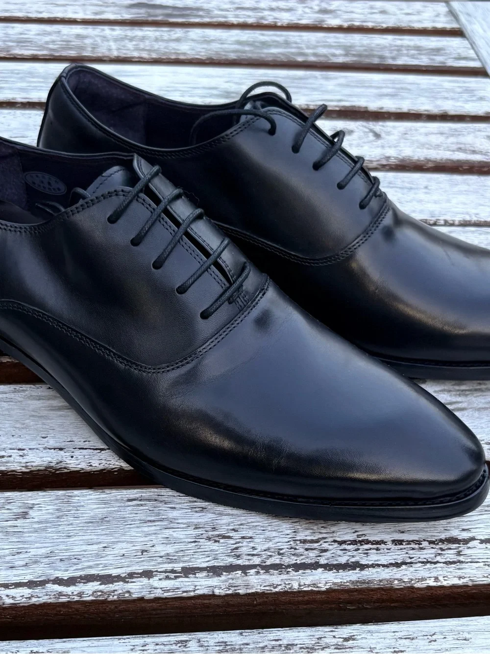 Aston M. Jazz Classic Black Men's Patent Leather Dress Oxfords - Size 10.5